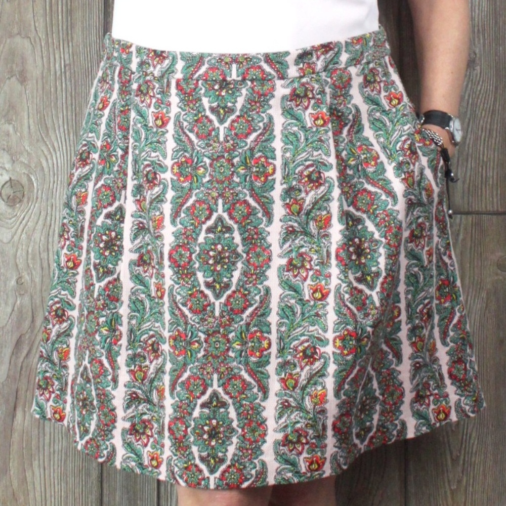Boden Tapestry Skirt 14 size Womens Green Pink